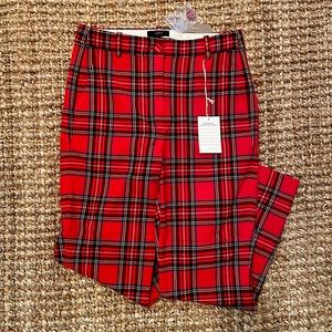 J. Crew High-Rise Cameron Pant in Red Stewart Tartan, NWT
